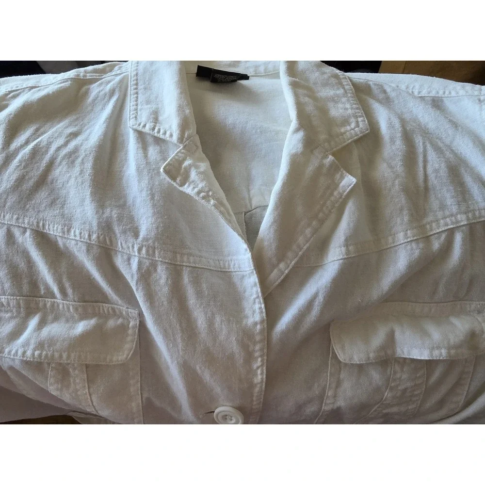 Lane Bryant‎ Blazer 14/16 White Linen Cotton Long Sleeve Women